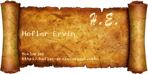 Hefler Ervin névjegykártya